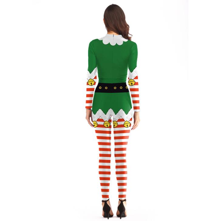 Belt Printed Jumpsuit Christmas Costume Cosplay Striped Small Bell Costumes For Women Plus Size Bodysuit