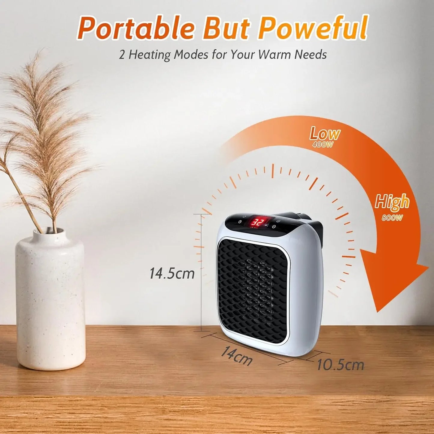 800W Mini Heater for Home Small Bathroom Heating Fans Wall Mounted PTC Ceramic Electric Heater with Remote Control Household