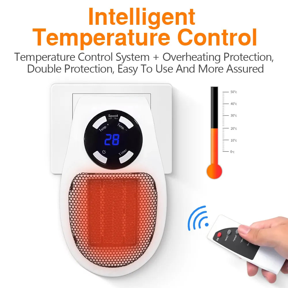 Portable Heater Electric Heater Plug In Wall Room Heater Home Appliance Heating Stove Mini Radiator Remote Warmer Machine 500W