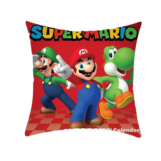 45*45cm Super Mario Bros Square Pillowcase Yoshi Luigi Cartoon Anime Figure Home Short Floss Pillow Decoration Kids X-mas Gifts