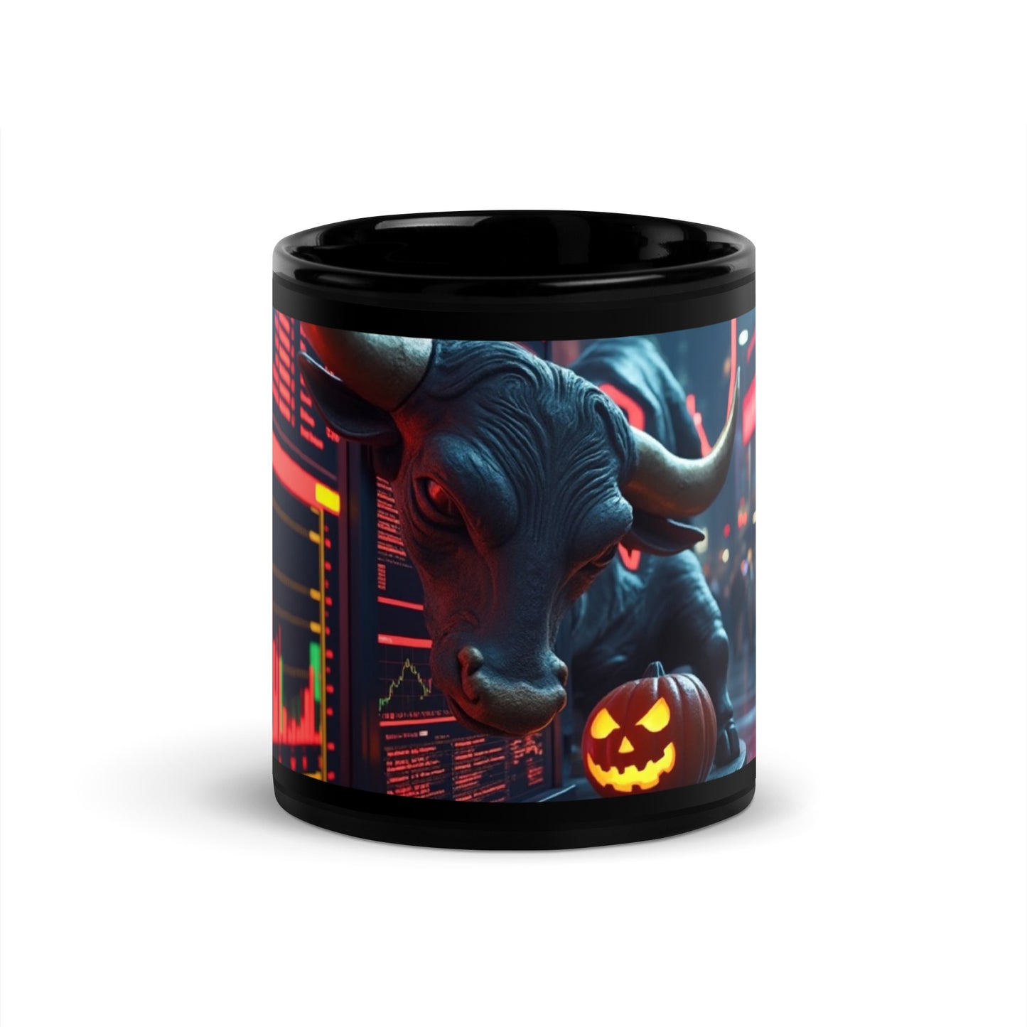 Wall Street Halloween Bull - Black Mug