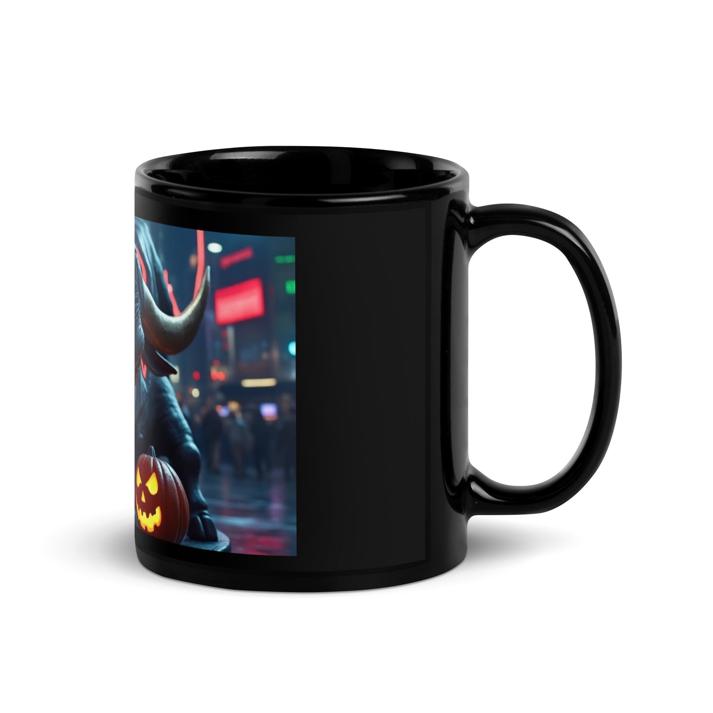 Wall Street Halloween Bull - Black Mug