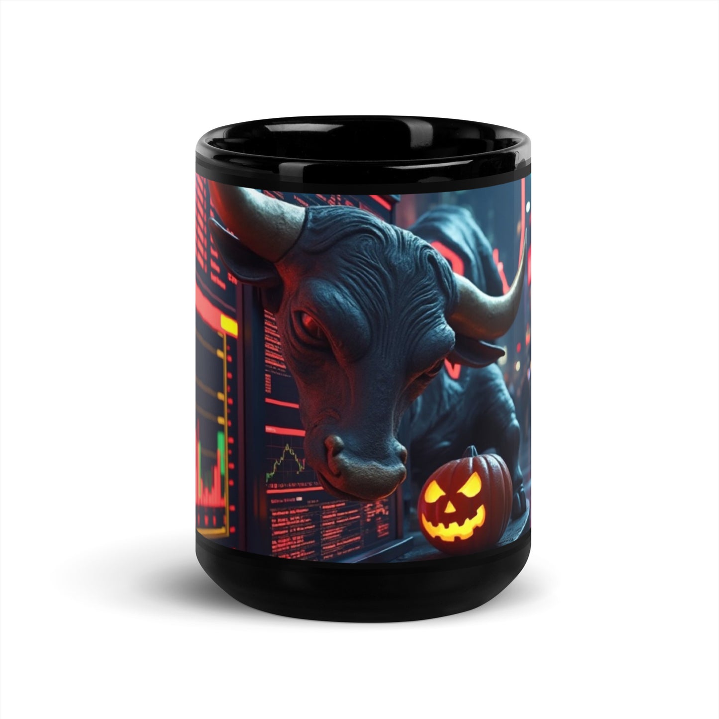 Wall Street Halloween Bull - Black Mug