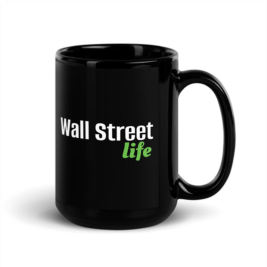 Wall Street Life Black Glossy Mug