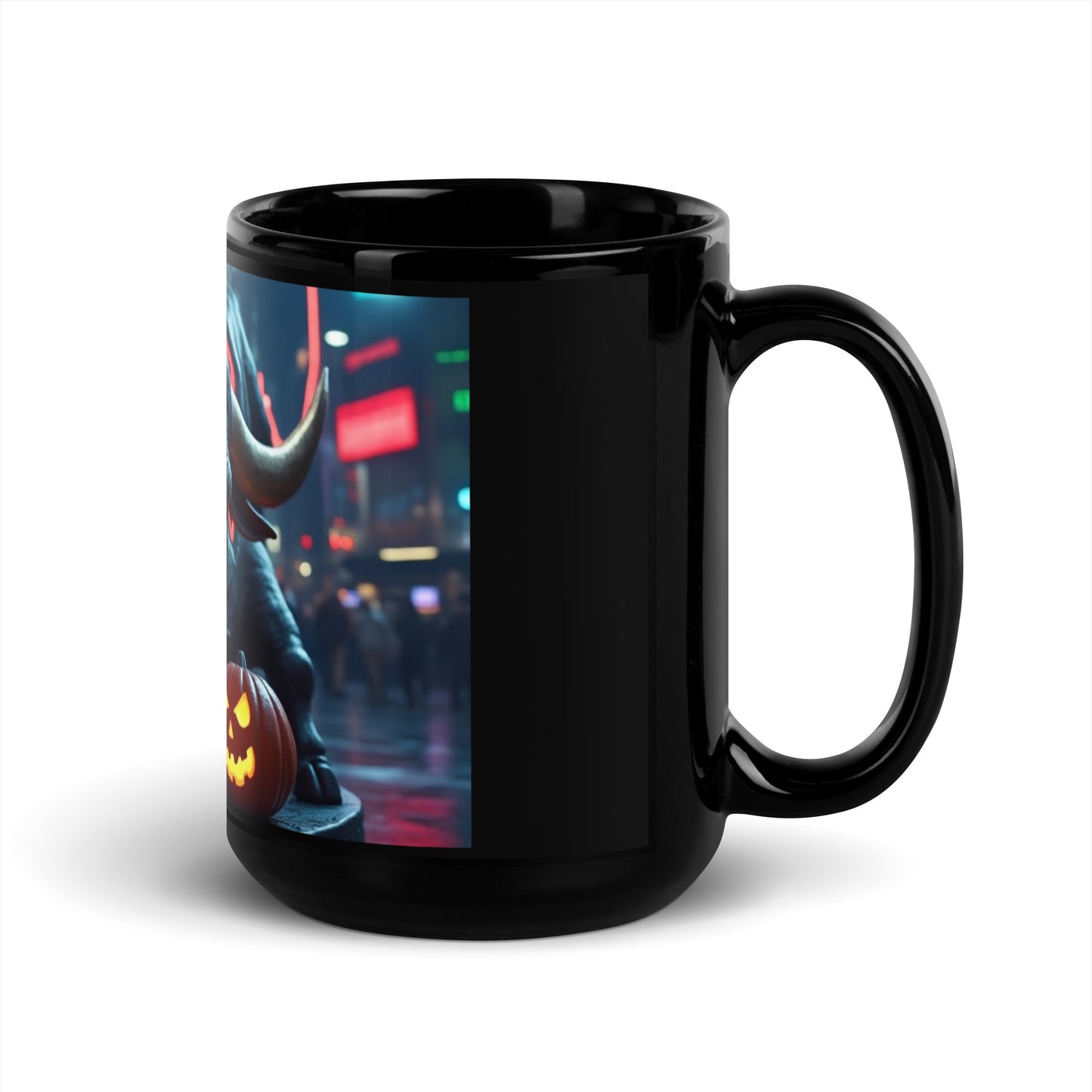 Wall Street Halloween Bull - Black Mug