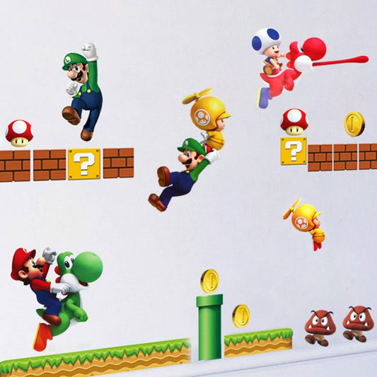 Super Mario Wall Stickers for Kids Rooms Modern Cartoon DIY Wall Stickers Baby Living Room Bedroom New Year Home Decor