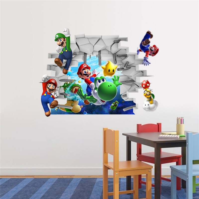 Super Mario Bros Kids Removable Wall Sticker Decals Nursery Home Decor Vinyl Mural for Boy Bedroom Living Room Mural Art