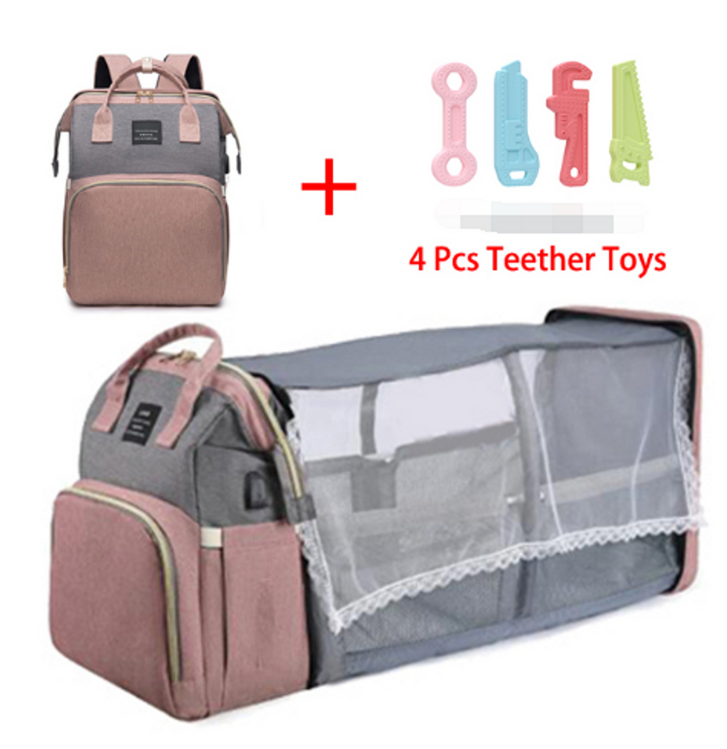 Folding Mommy Bag Lightweight Portable Folding Crib Bed Large-capacity Baby Backpack Female Mommy Outting Bag Mummy Bag