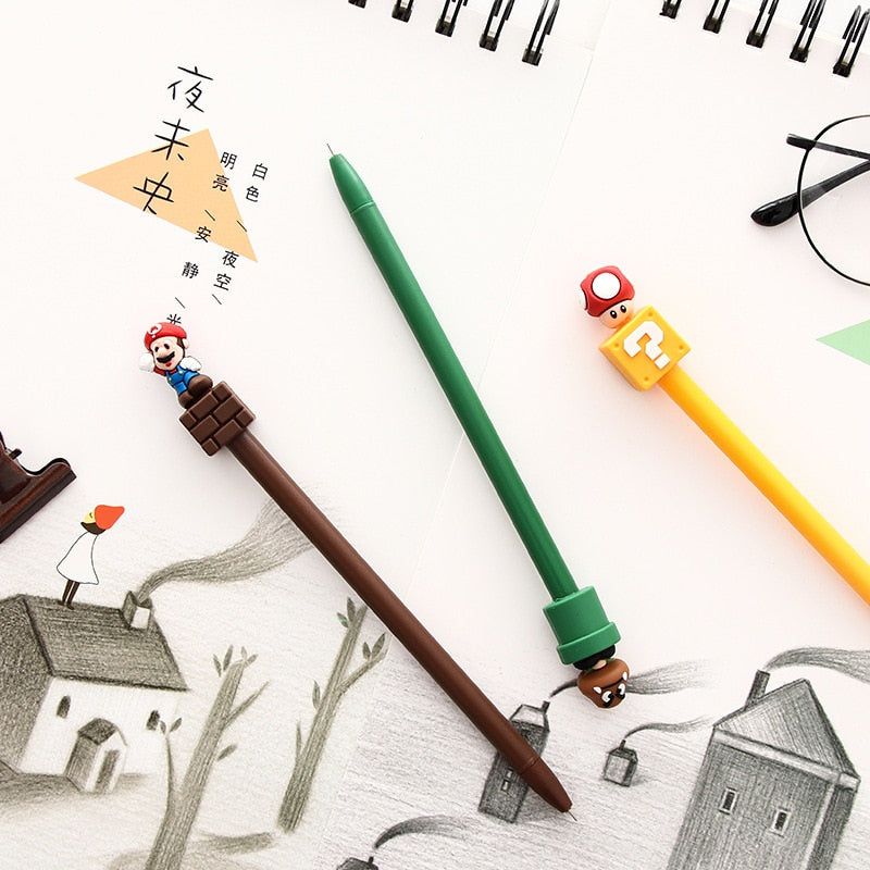 Collectible Super Mario Gel Pen Signature Pen Escolar Papelaria School Office Supply Promotional Gift