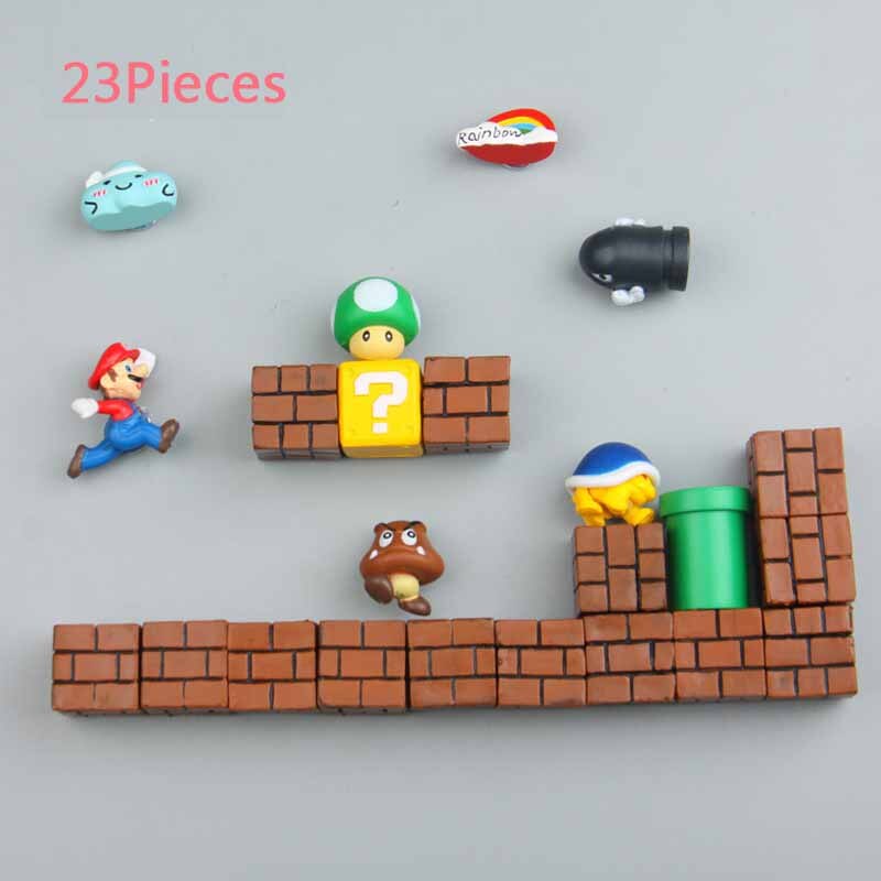 3D Super Mario Resin Fridge Magnets Toys for Kids Home Decoration Ornaments Figurines Wall Mario Magnet Bullets Bricks