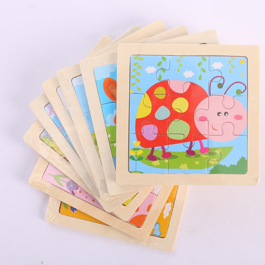 9 Pieces Of Wooden Children's Puzzle Toys Early Childhood Educational Cartoon Animal Transportation Cognitive Puzzle Board